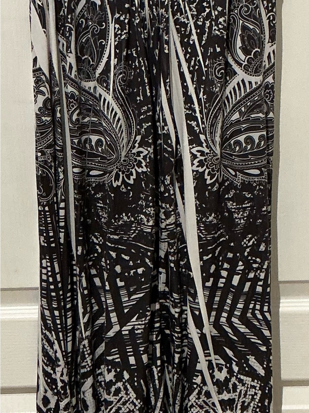 Black & White Maxi Dress with Graphic Print